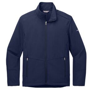 Eddie Bauer Soft Shell Jacket Size Fleece Lined Navy Blue Full Zip Medium EUC